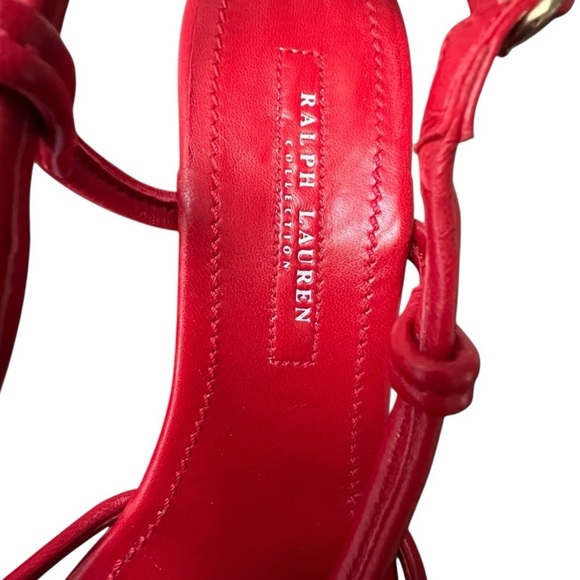 Ralph Lauren Collection Spring 07 Red Strappy Sandals Napa Leather Wedge US 9 - Picture 4 of 14